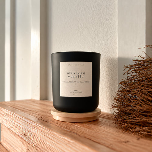 mexican vanilla candle with 2x2 label