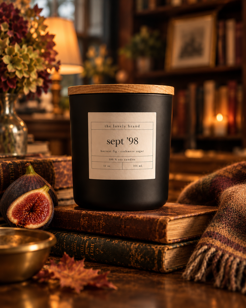 sept ’98 12 oz soy candle by the lovely brand